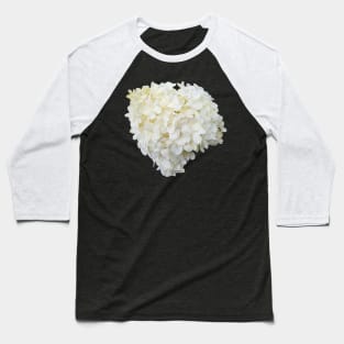 White Hydrangea Floral Photo Cutout Baseball T-Shirt